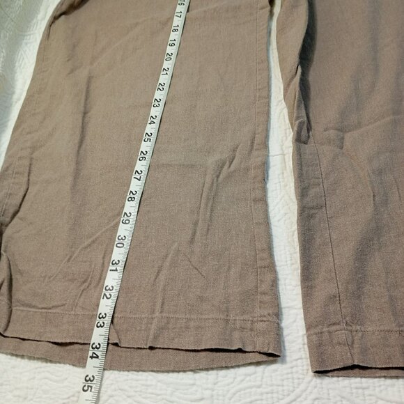 Indigo Rein Pants Wide-Leg Linen-Blend Smocked Waist Womens L Beige - Picture 7 of 7